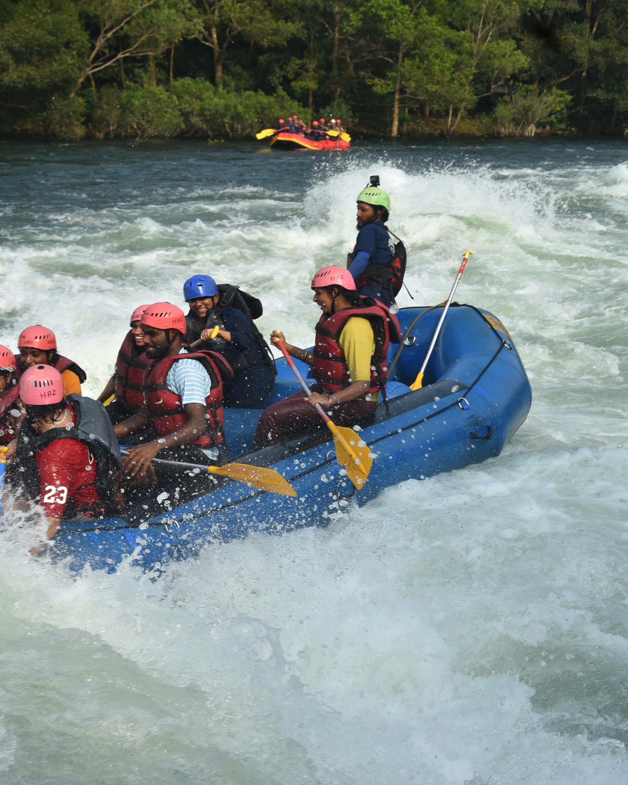 Group River Rafting on Rapids