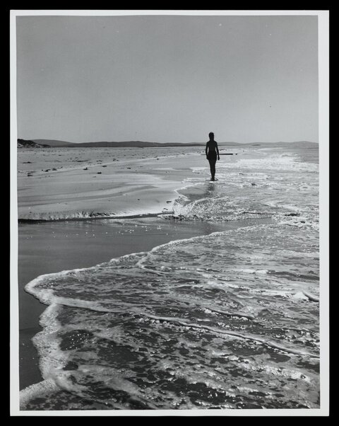 Lone Person Walking on Beach