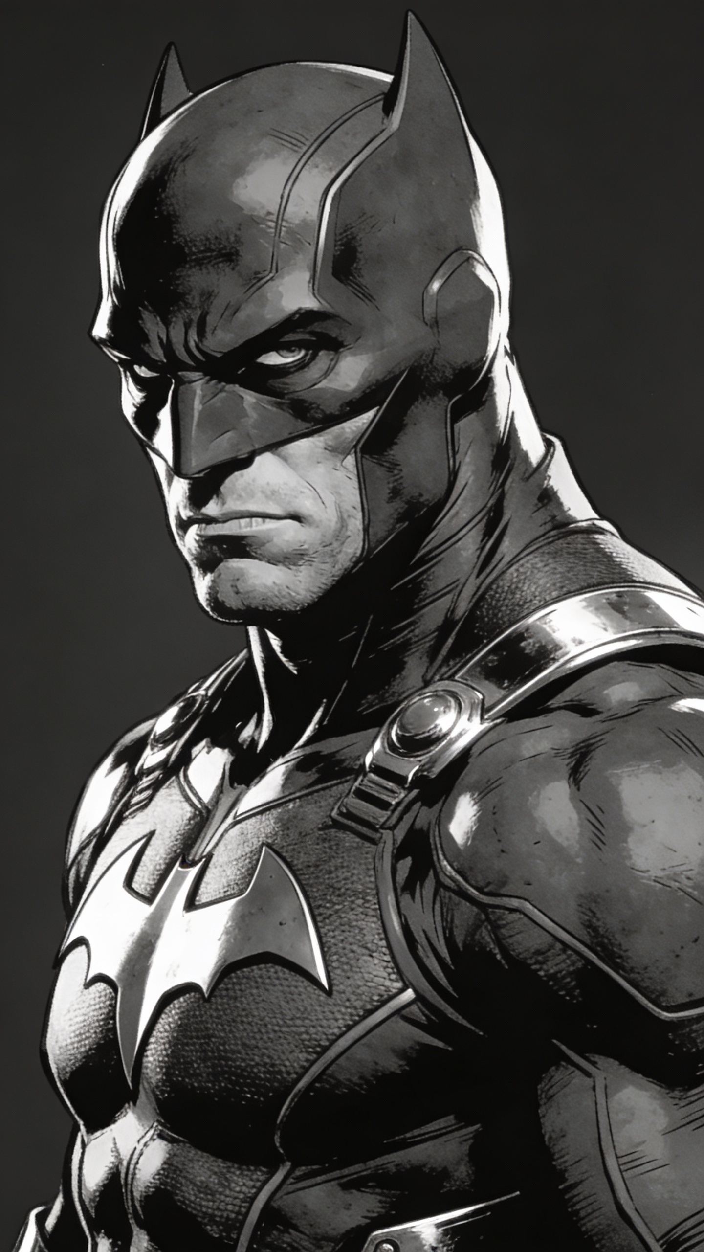 Batman Black and White Comic Portrait