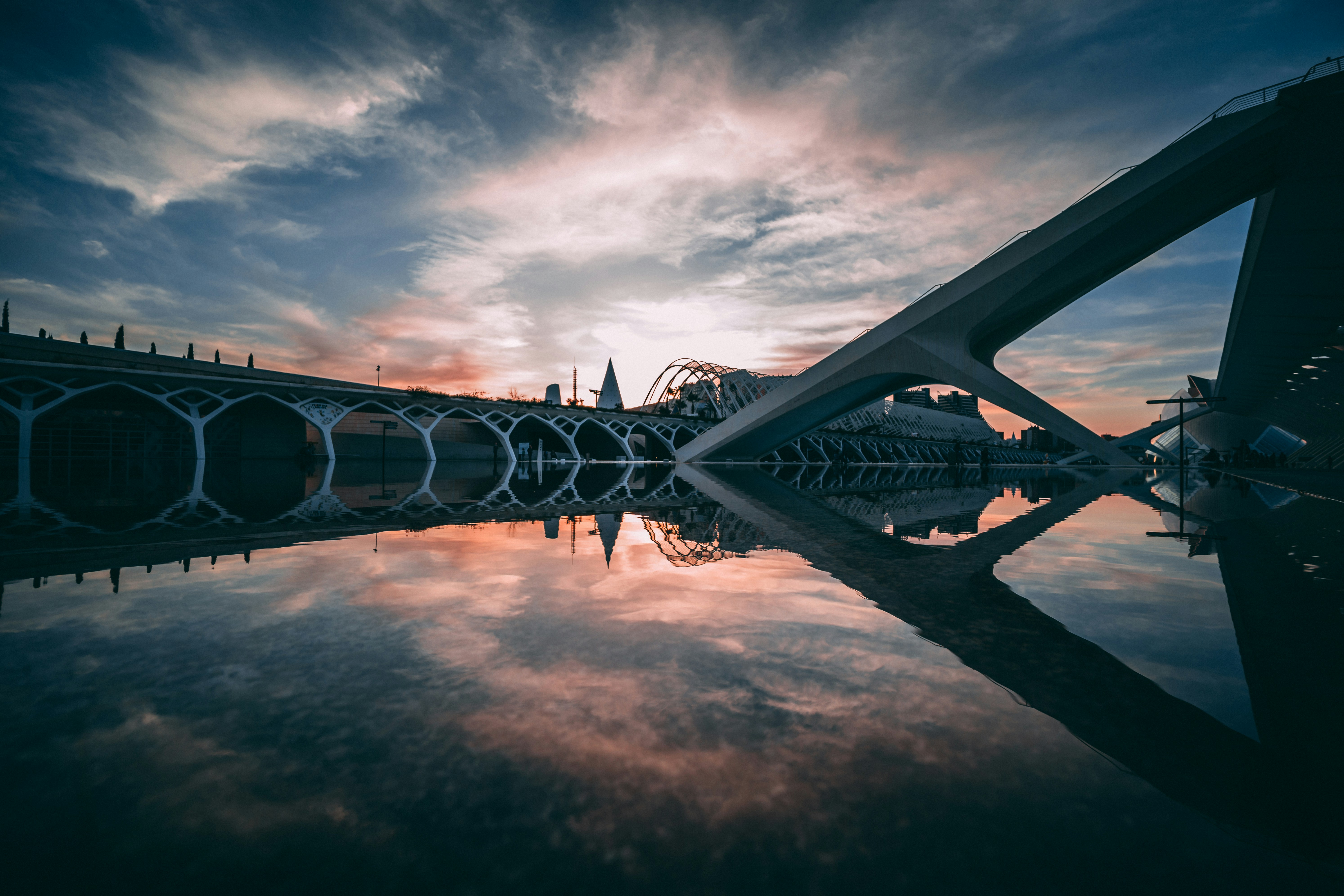 Modern Architecture Reflected at Sunset