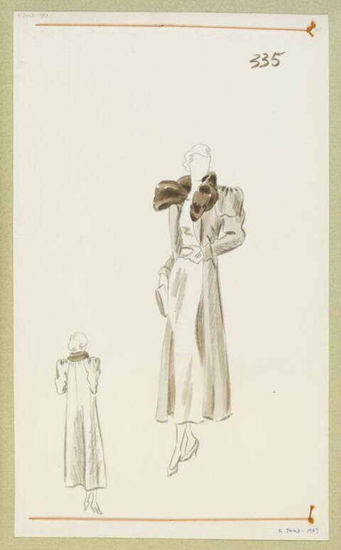 Vintage Long Coat Fashion Sketch