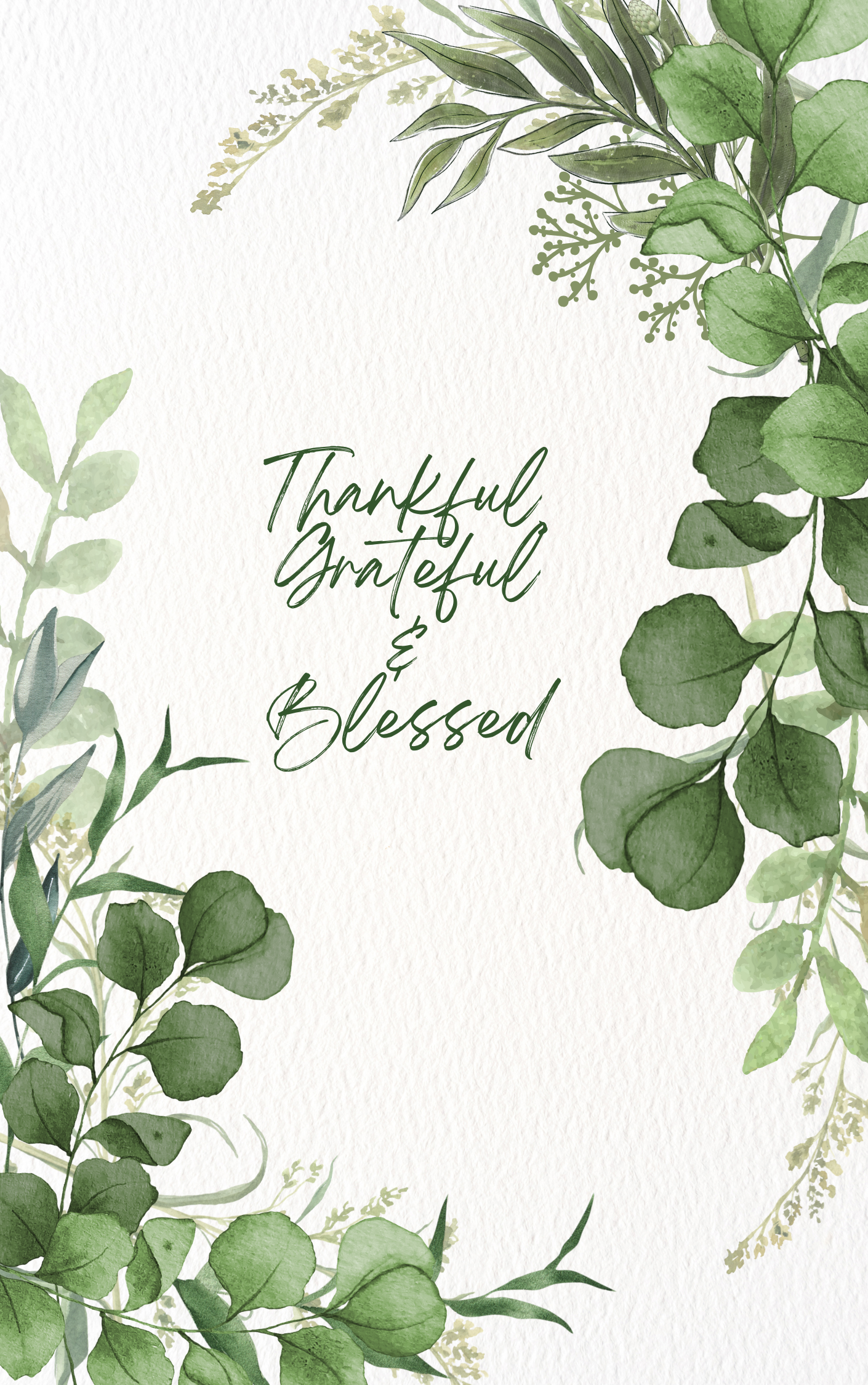 Thankful Grateful Blessed Greenery Art
