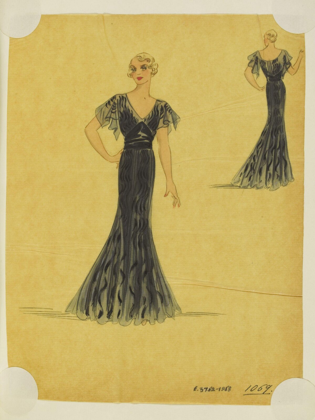 Vintage Evening Gown Fashion Sketch