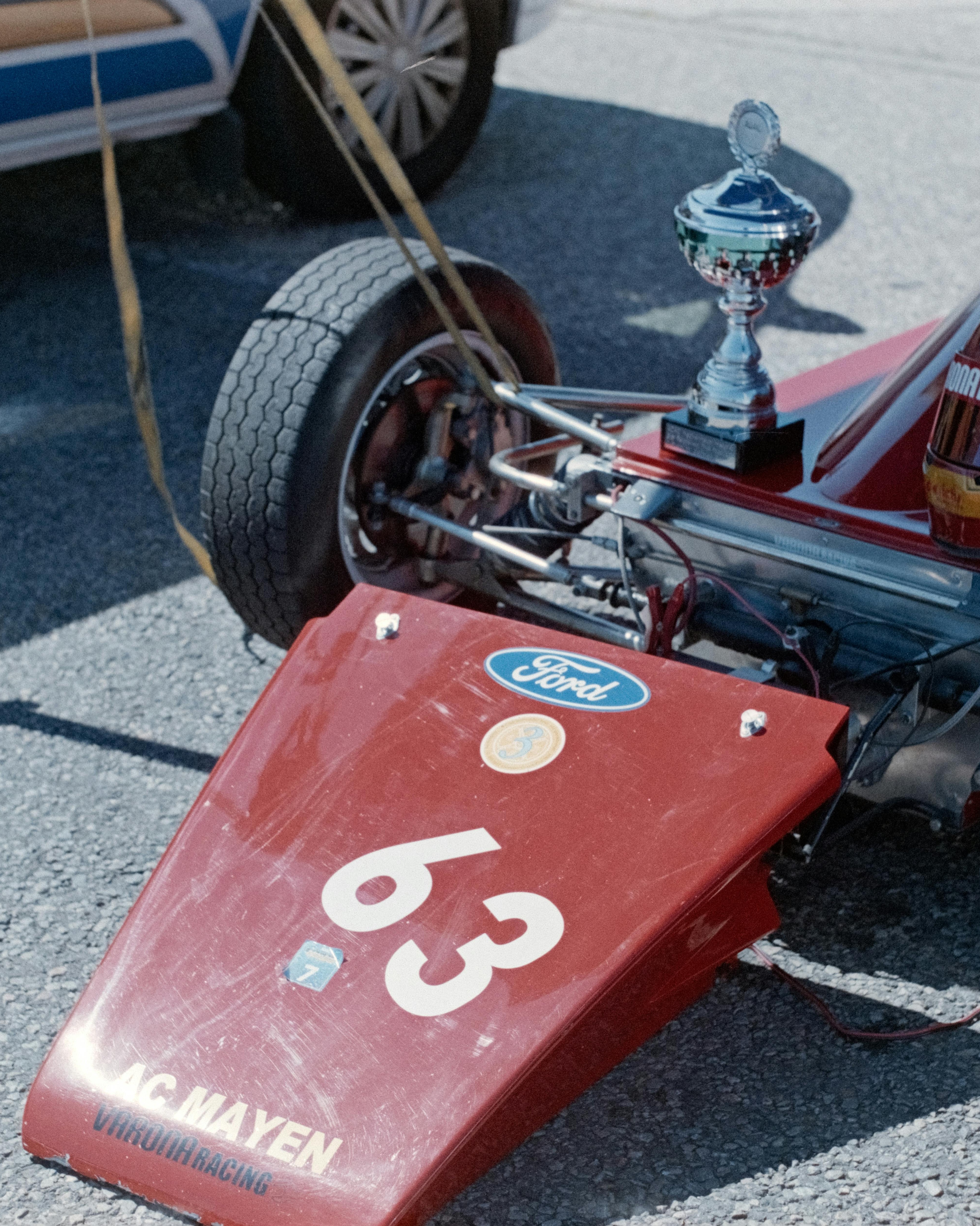 Red Number 63 Ford Race Car