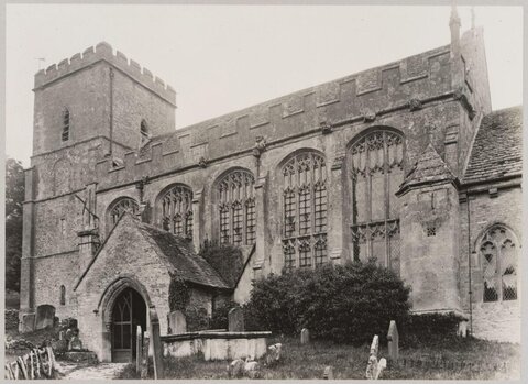 Vintage Stone Church with Graveyard