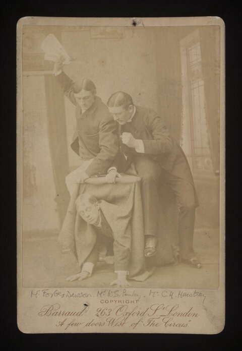 Victorian Cabinet Photo of Three Actors in Pose