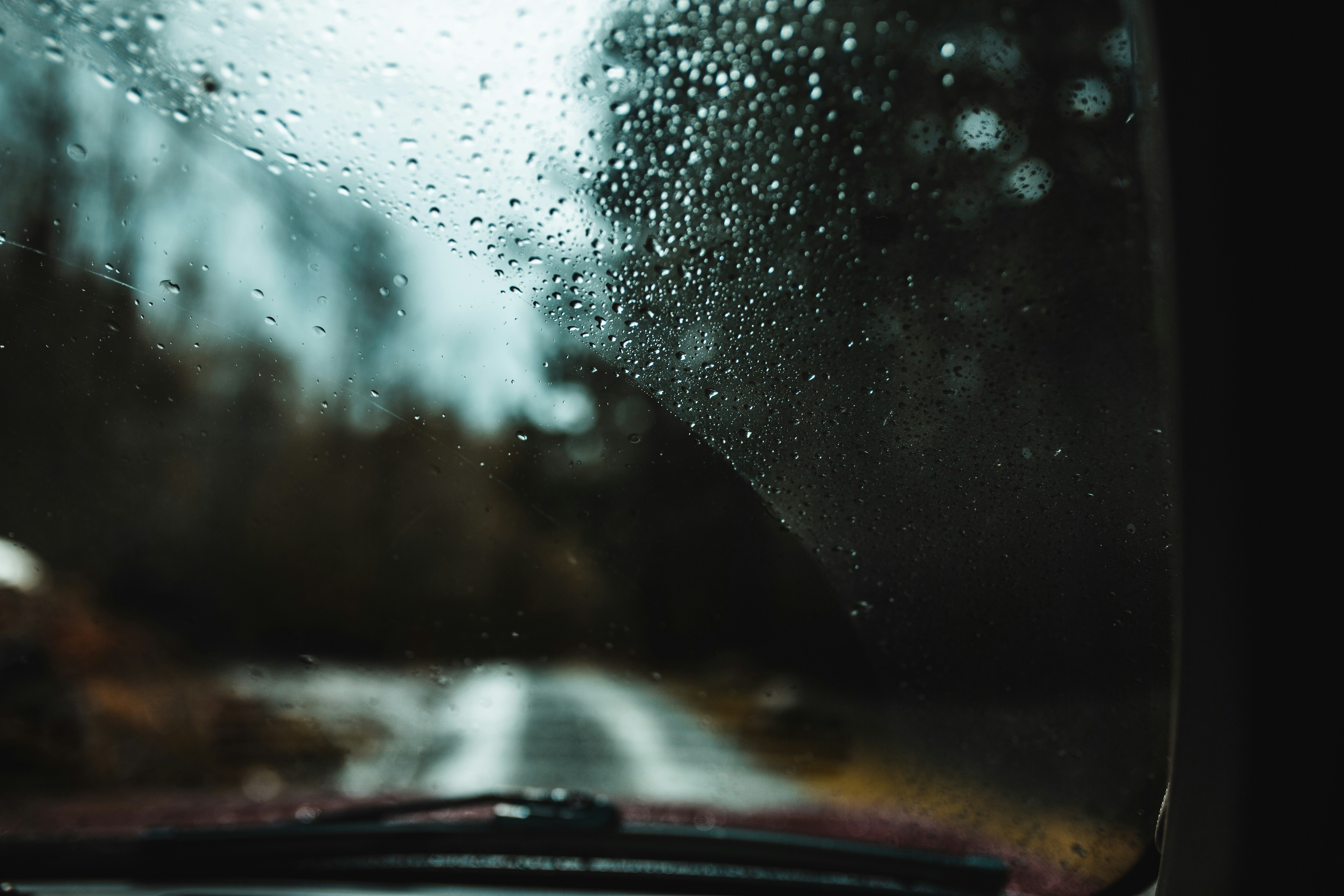 Rainy View From Car Windshield