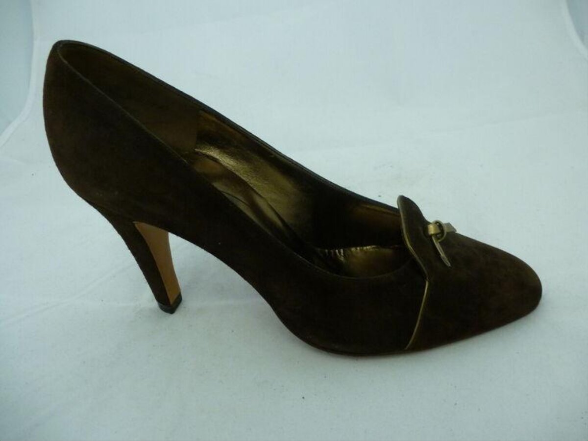 Brown Suede High Heel Pump