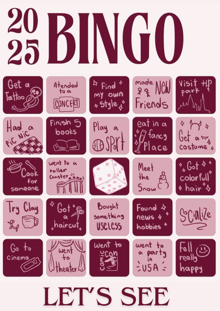 2025 Yearly Experience Bingo Card