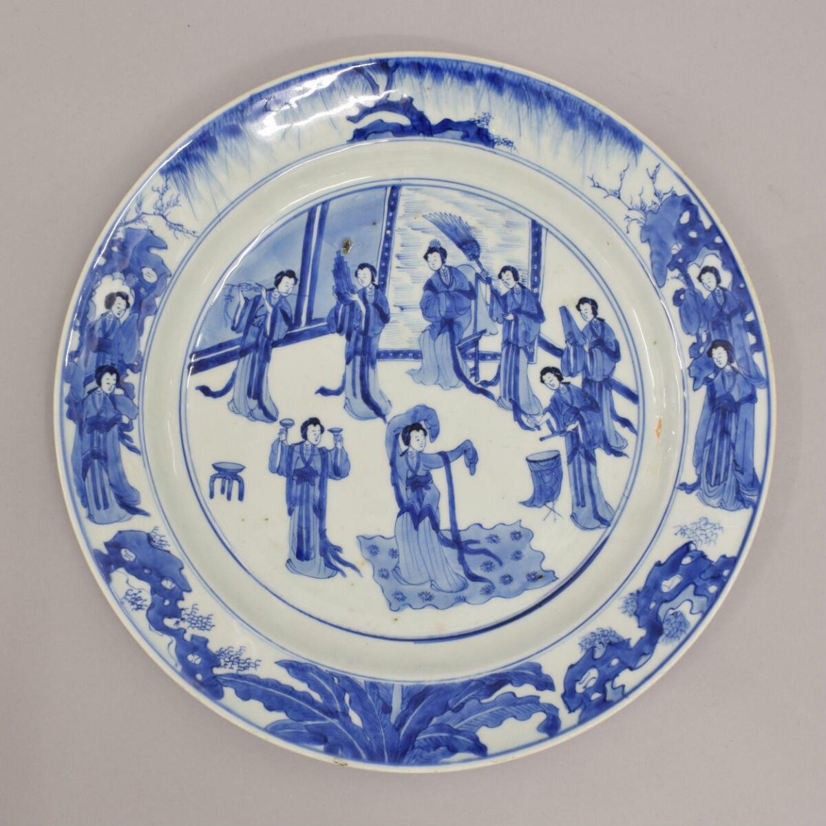 Blue and White Lady Pattern Porcelain Plate