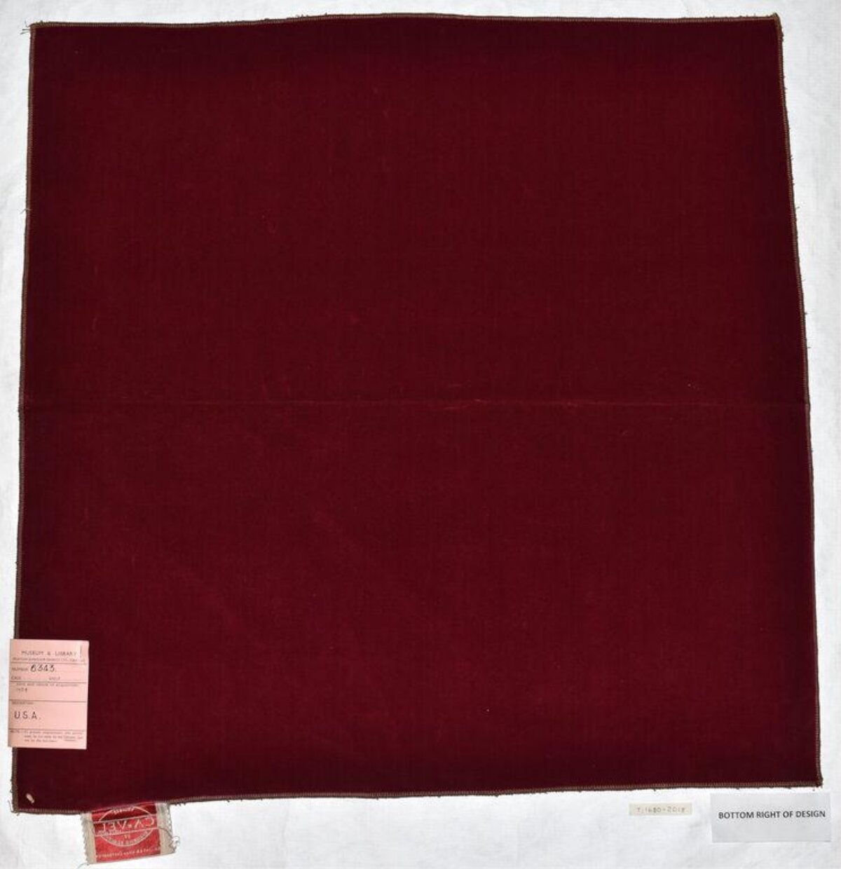 Archived Burgundy Velvet Fabric Sample