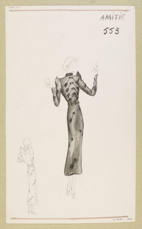 Vintage Dress Fashion Design Sketch