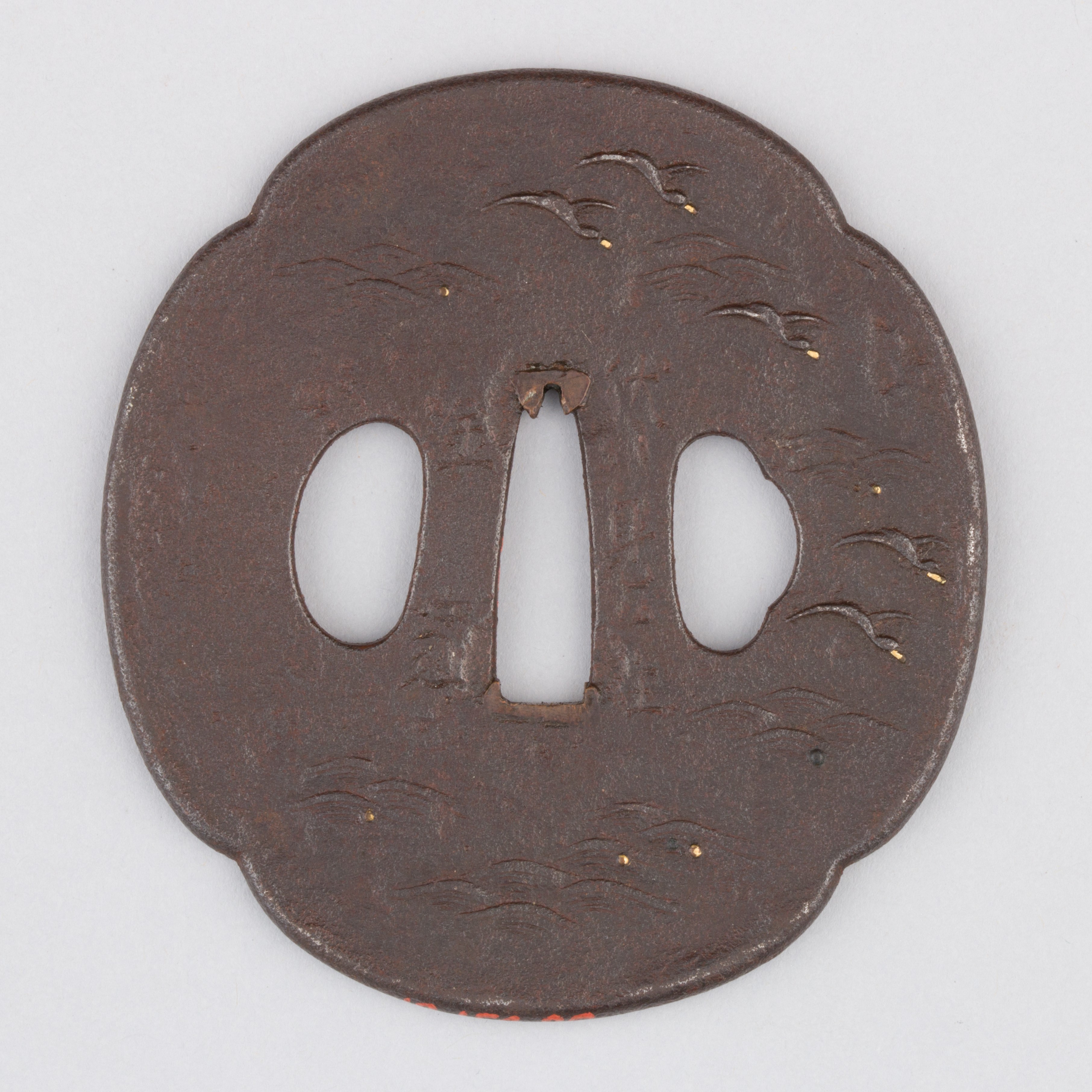 Engraved Iron Japanese Sword Tsuba