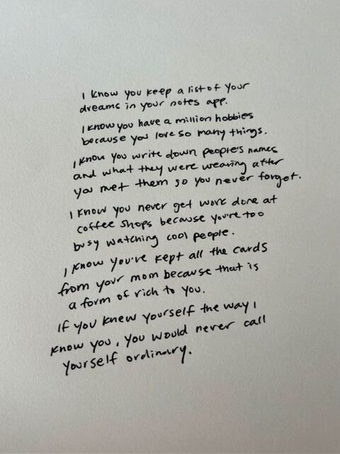 Handwritten Uplifting Poem