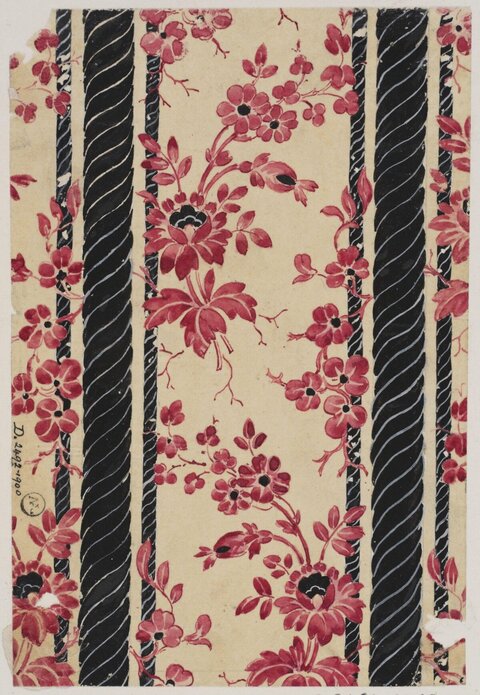 Vintage Floral Striped Textile Design