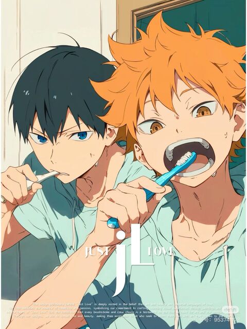 Two Anime Characters Brushing Teeth