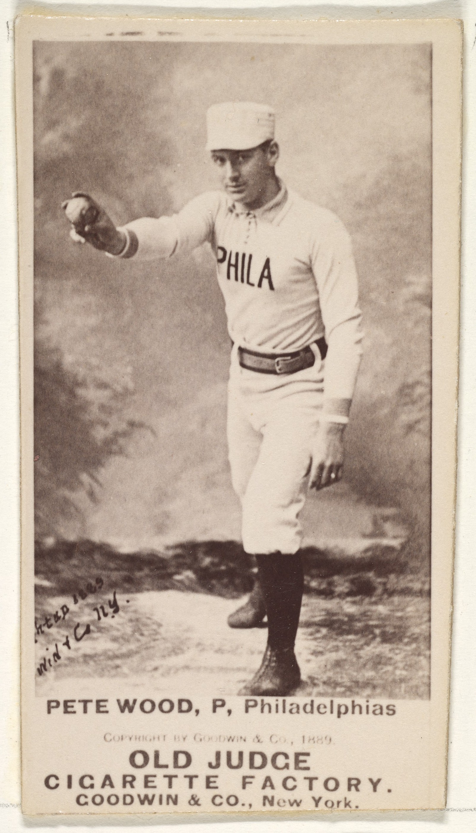 1889 Pete Wood Baseball Cigarette Card