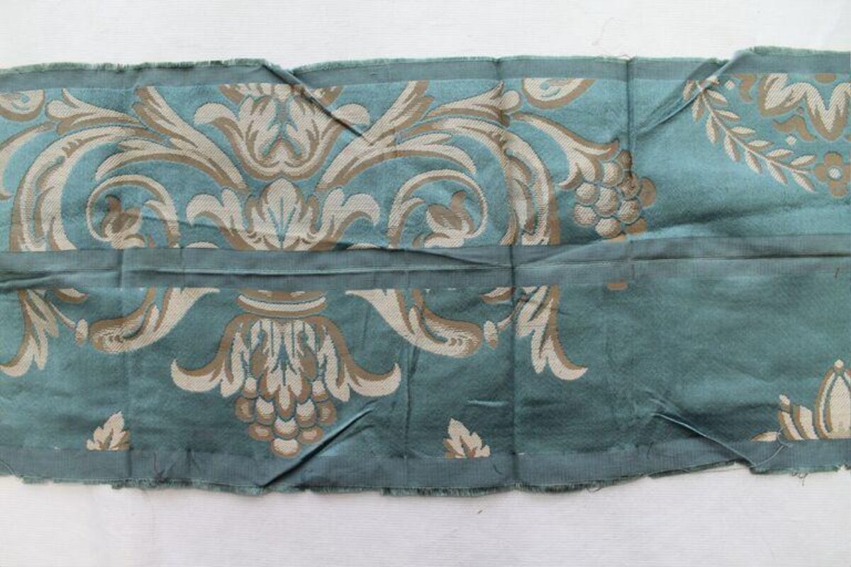 Blue Damask Pattern Fabric Swatch