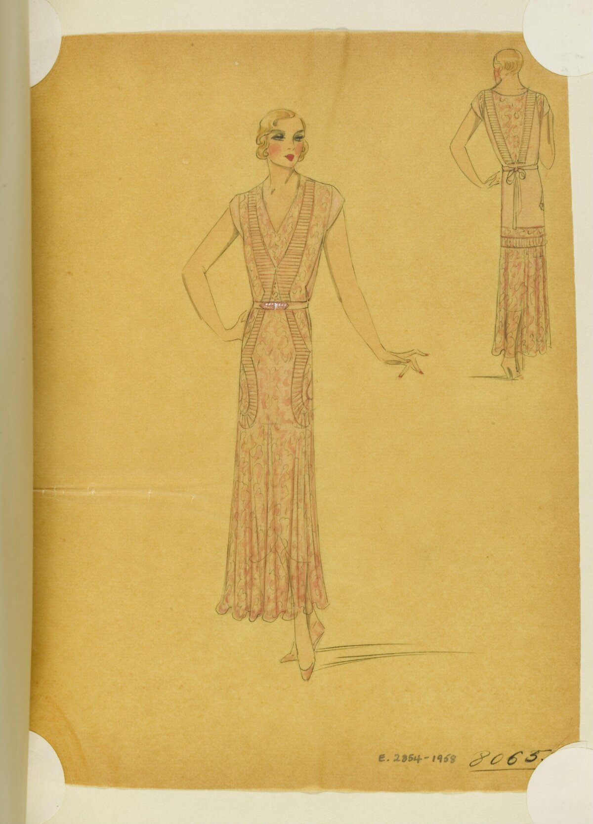 Vintage Evening Dress Fashion Sketch