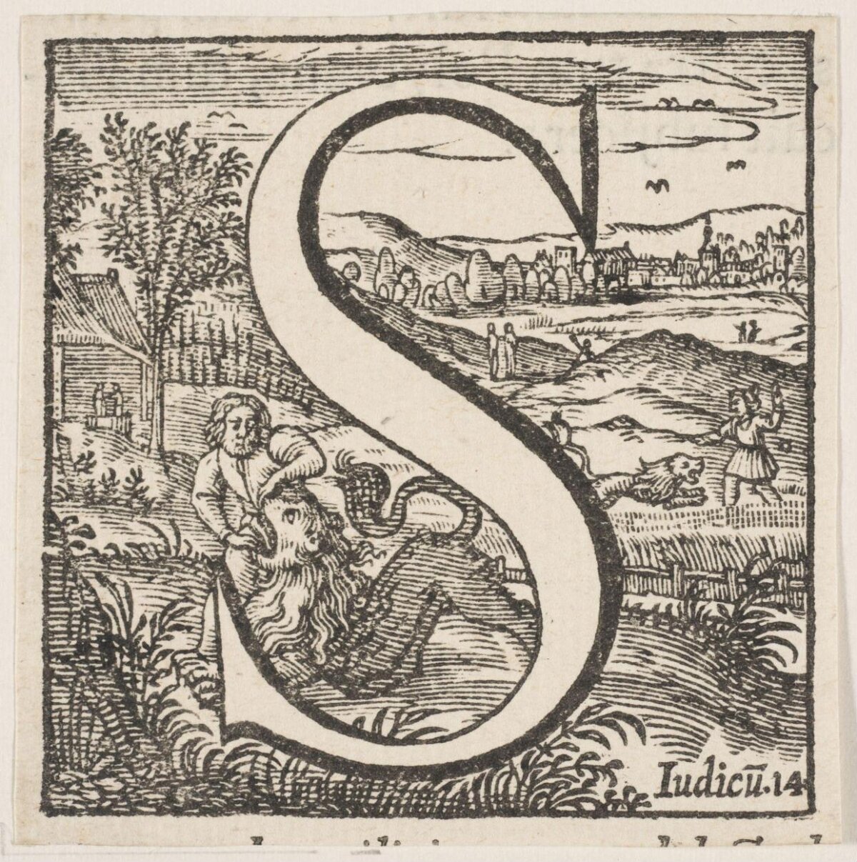 Decorated Initial S Biblical Woodcut