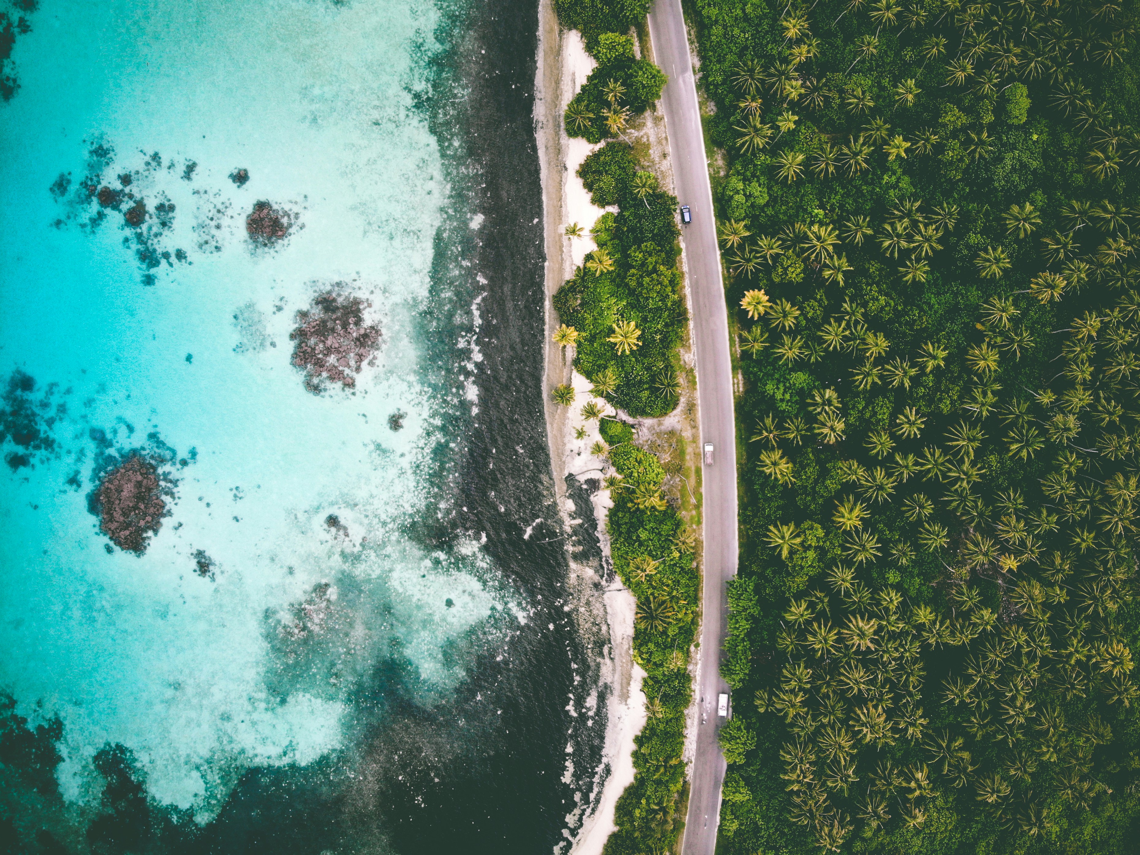 Aerial View of Coastal Island Road
