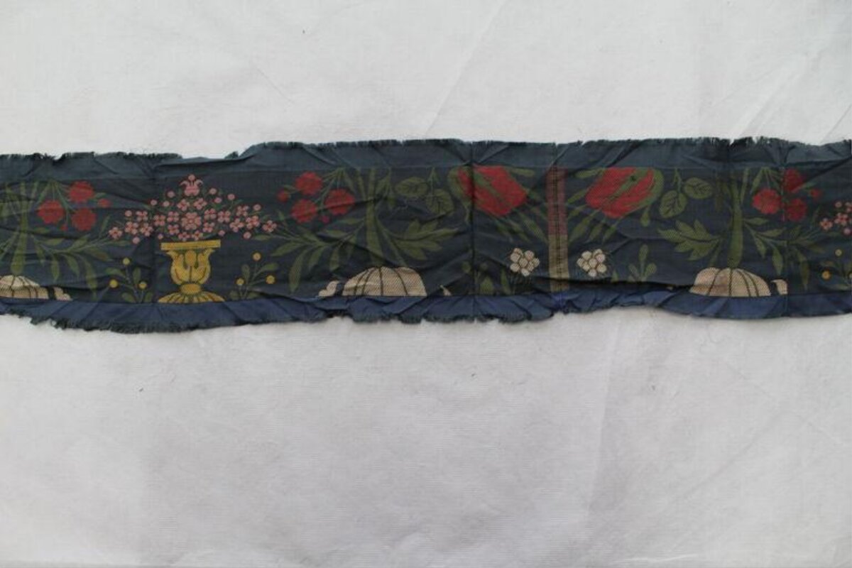 Vintage Floral Printed Fabric Fragment
