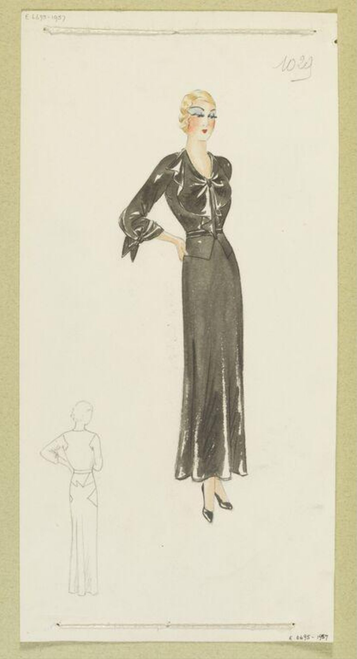 Vintage Black Gown Fashion Sketch
