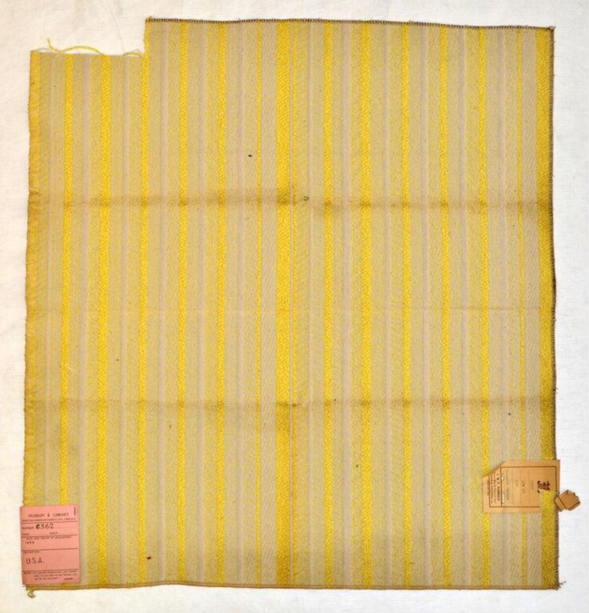 Vintage Yellow Striped Textile Sample