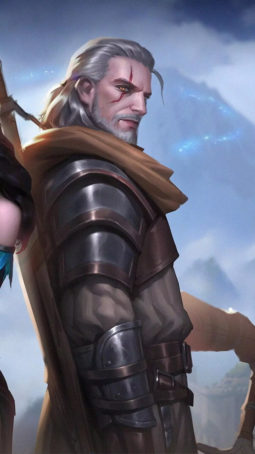 Scarred Gray-Haired Fantasy Warrior