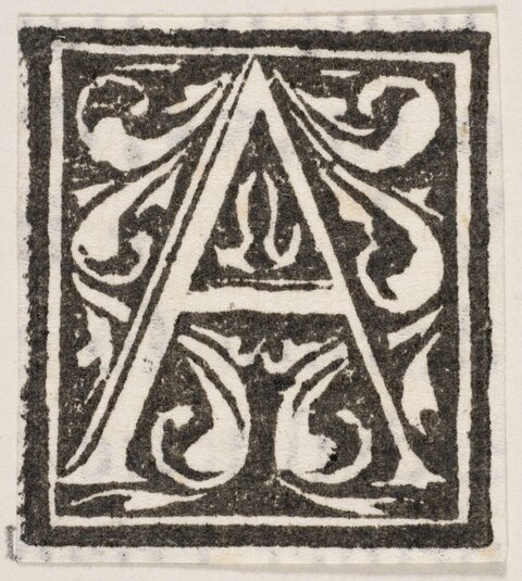 Decorated Woodcut Initial Letter A