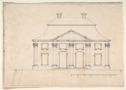 Classical Building Facade Architectural Drawing