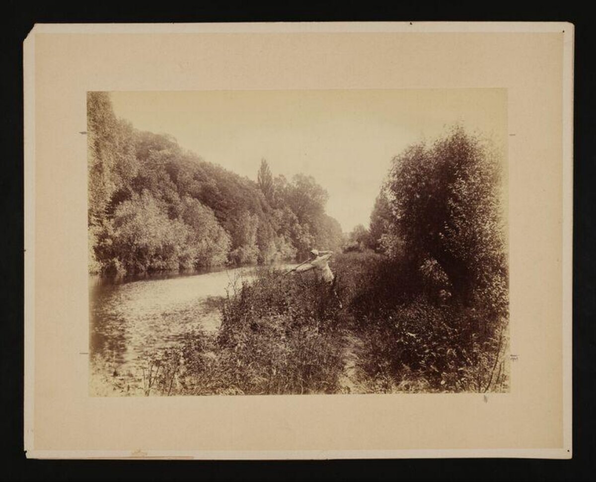 Vintage River Fishing Scene