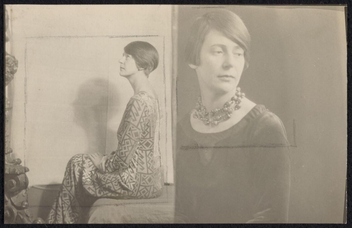 Vintage Double Portrait of One Woman