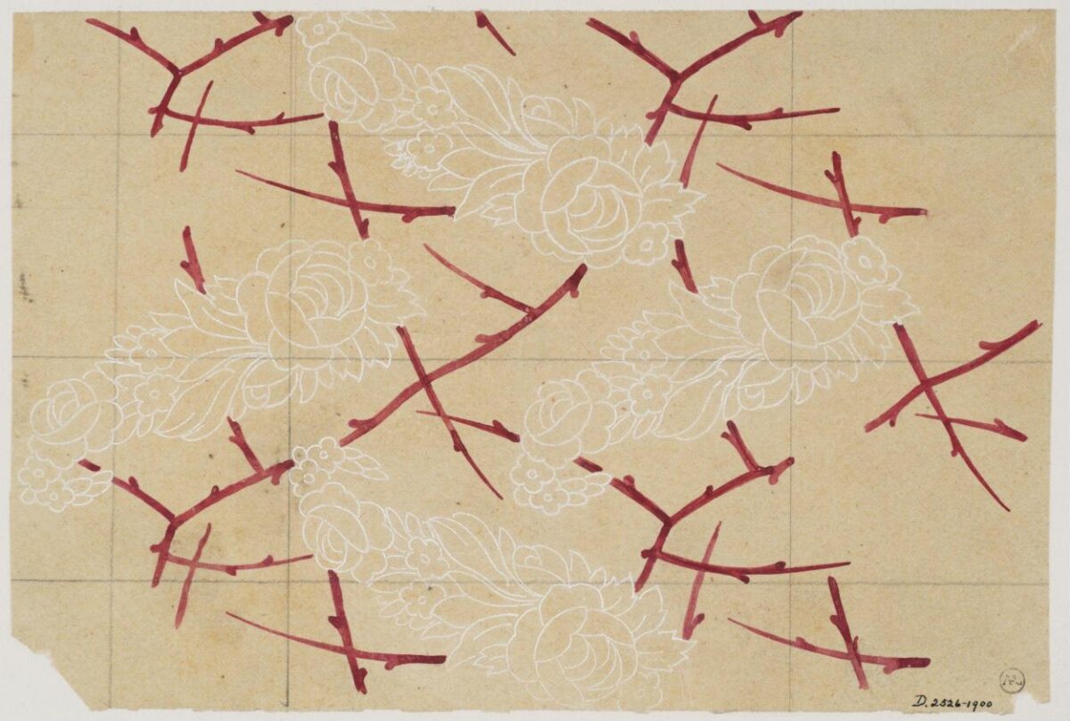 Rose Branch Textile Design Sketch