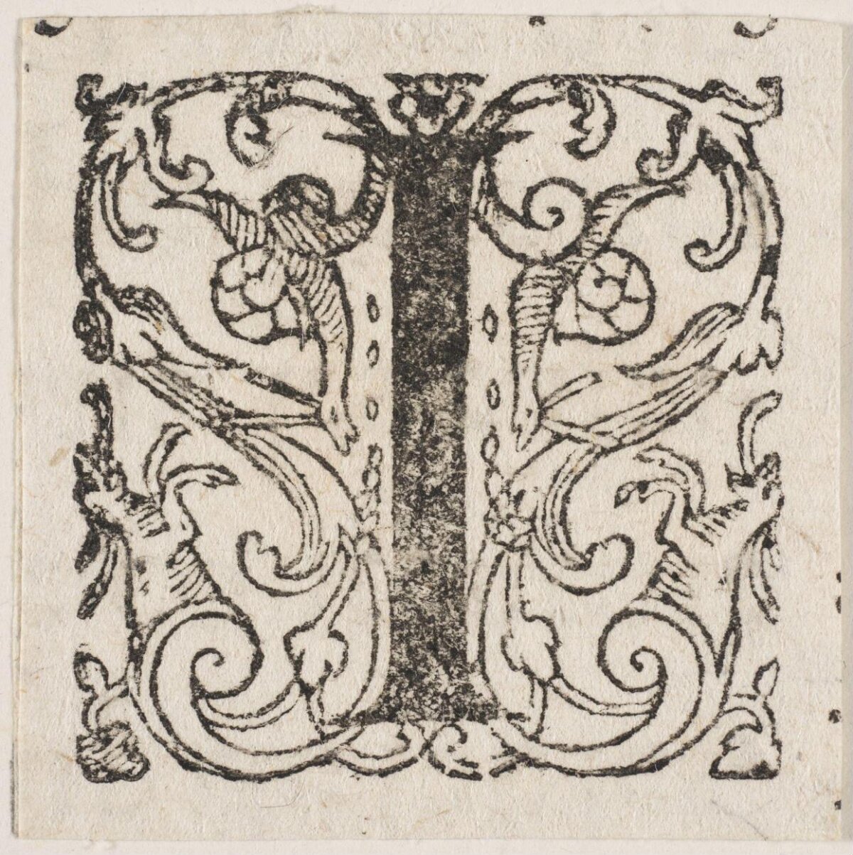 Ornate Woodcut Initial Letter I