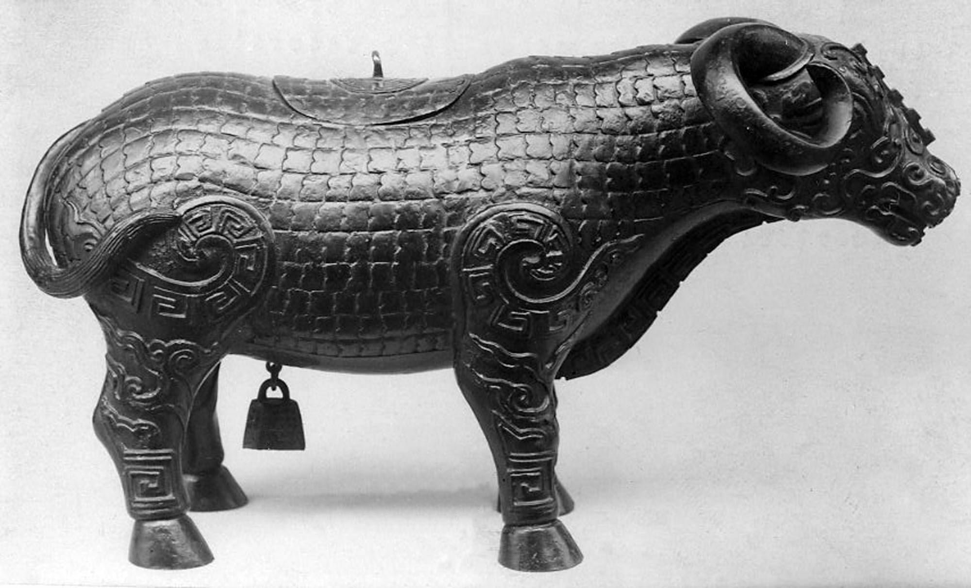 Ancient Bronze Buffalo Sculpture