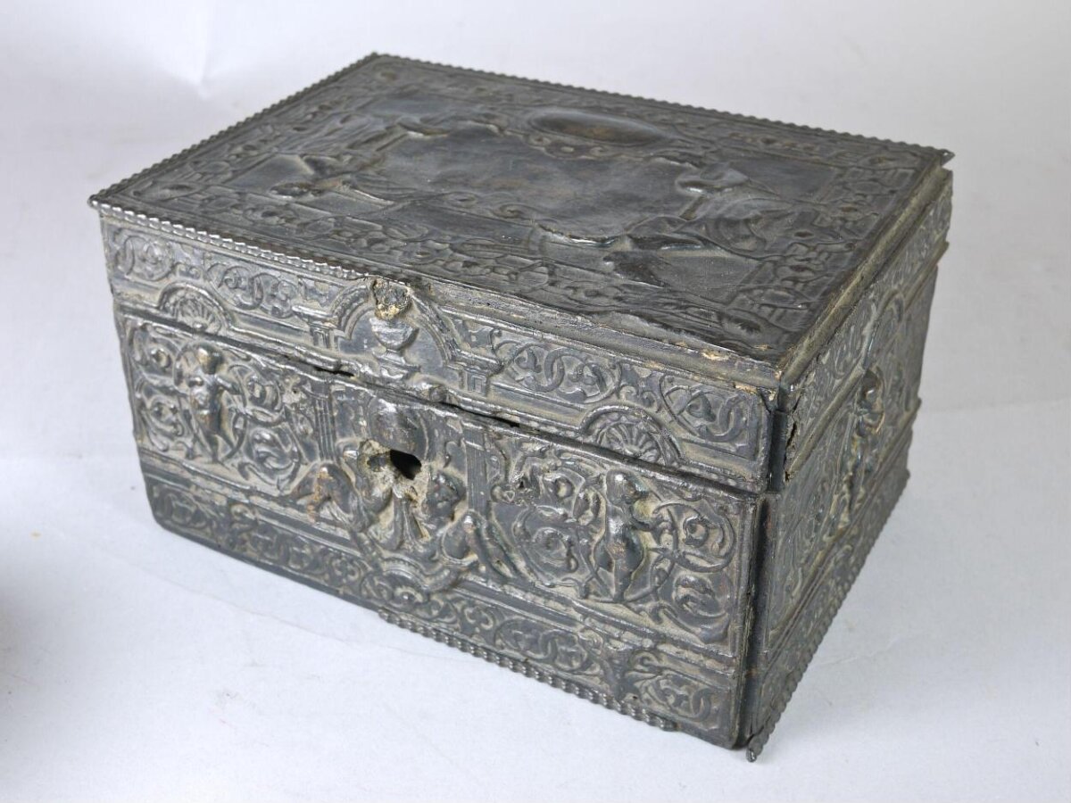 Antique Ornate Embossed Metal Box