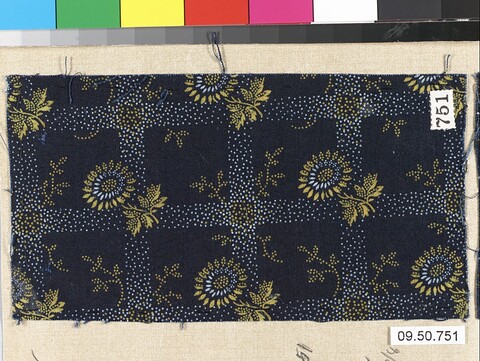Vintage Dark Blue Floral Textile Sample