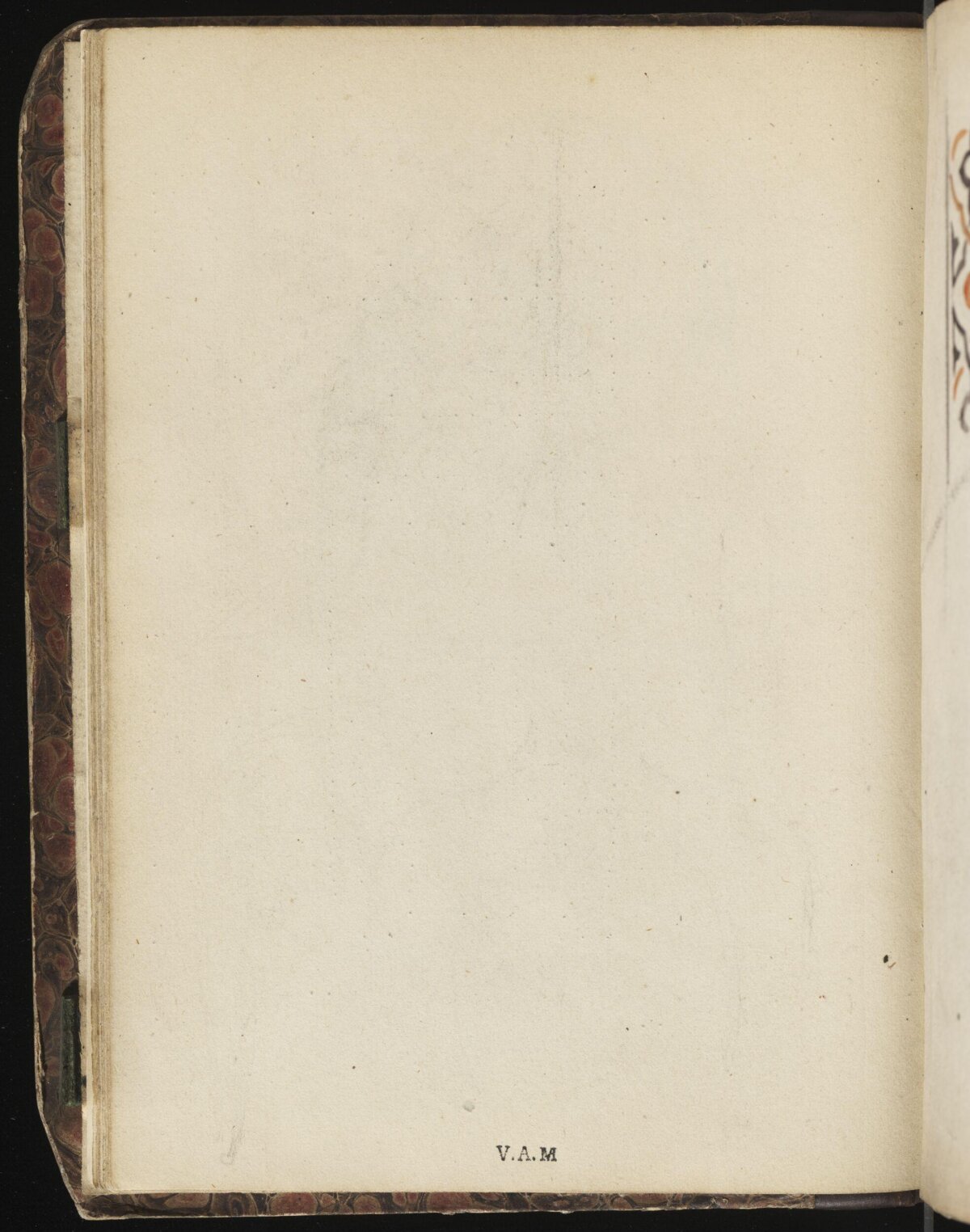 Antique Book Blank Endpaper V.A.M Marking