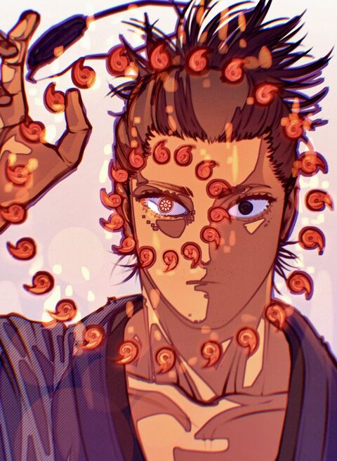 Anime Character With Red Spiral Marks