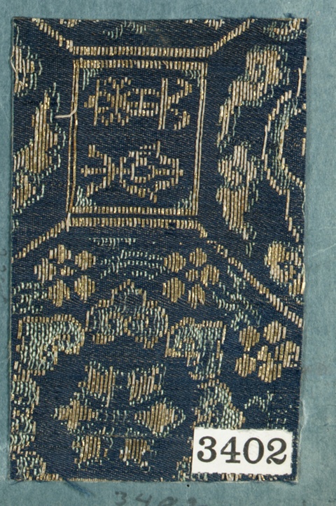 Blue and Gold Woven Fabric Sample