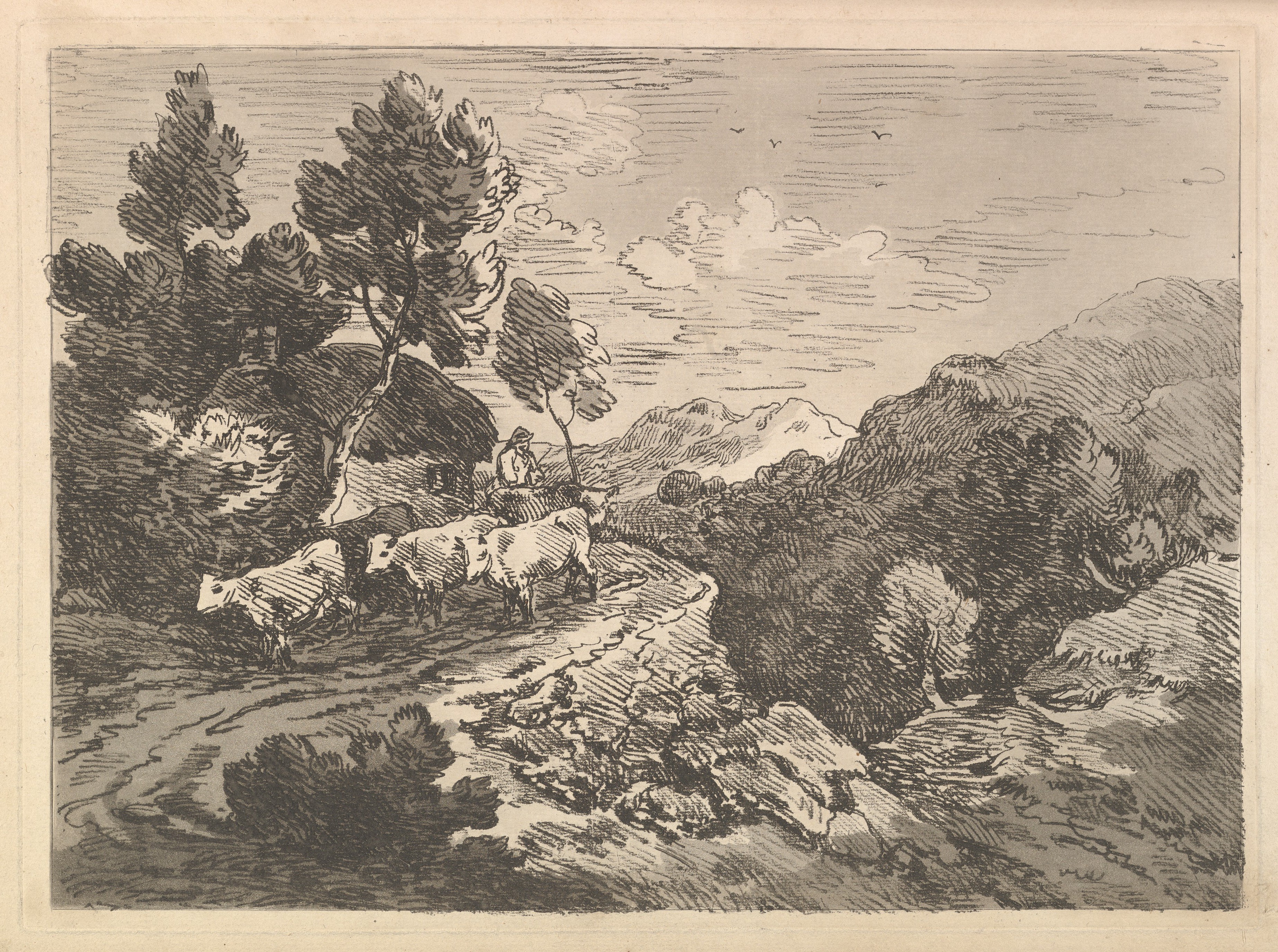 Pastoral Landscape with Herder and Cattle