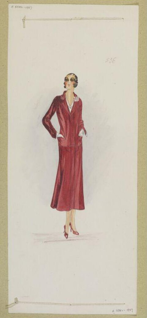 Vintage Red Dress Fashion Sketch