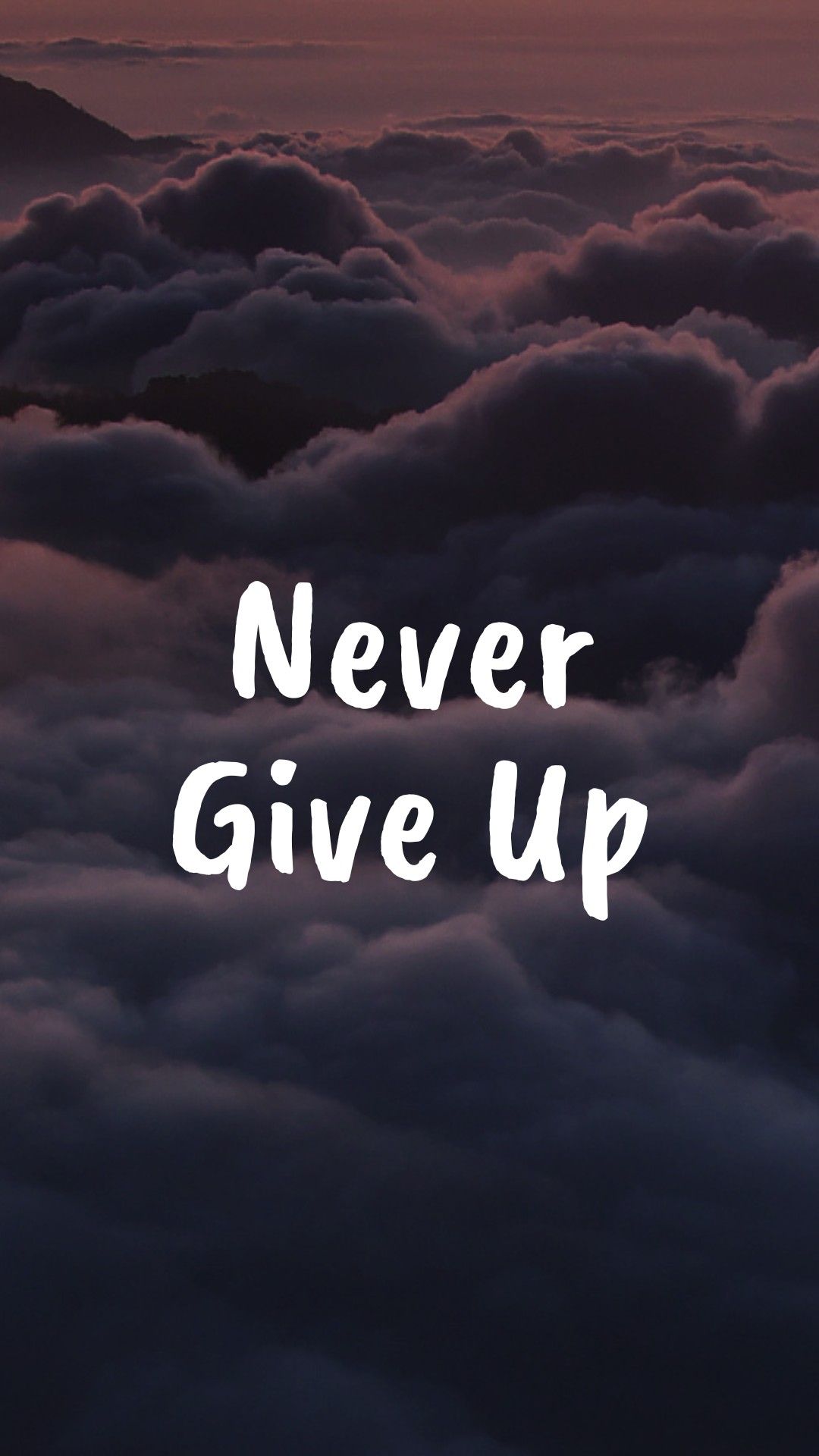 Never Give Up Motivational Cloudscape