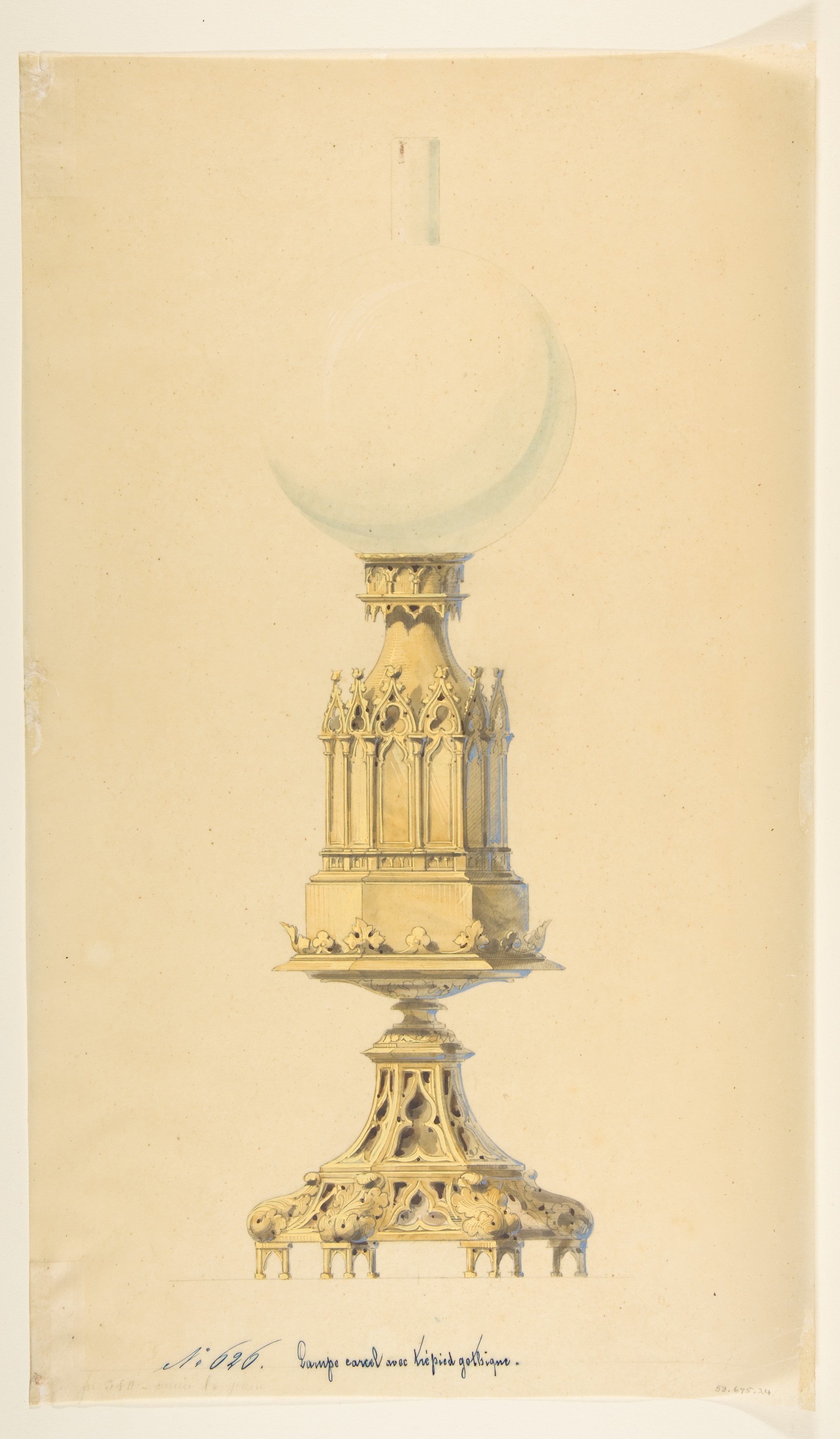 Gothic Style Glass Lamp Design Drawing