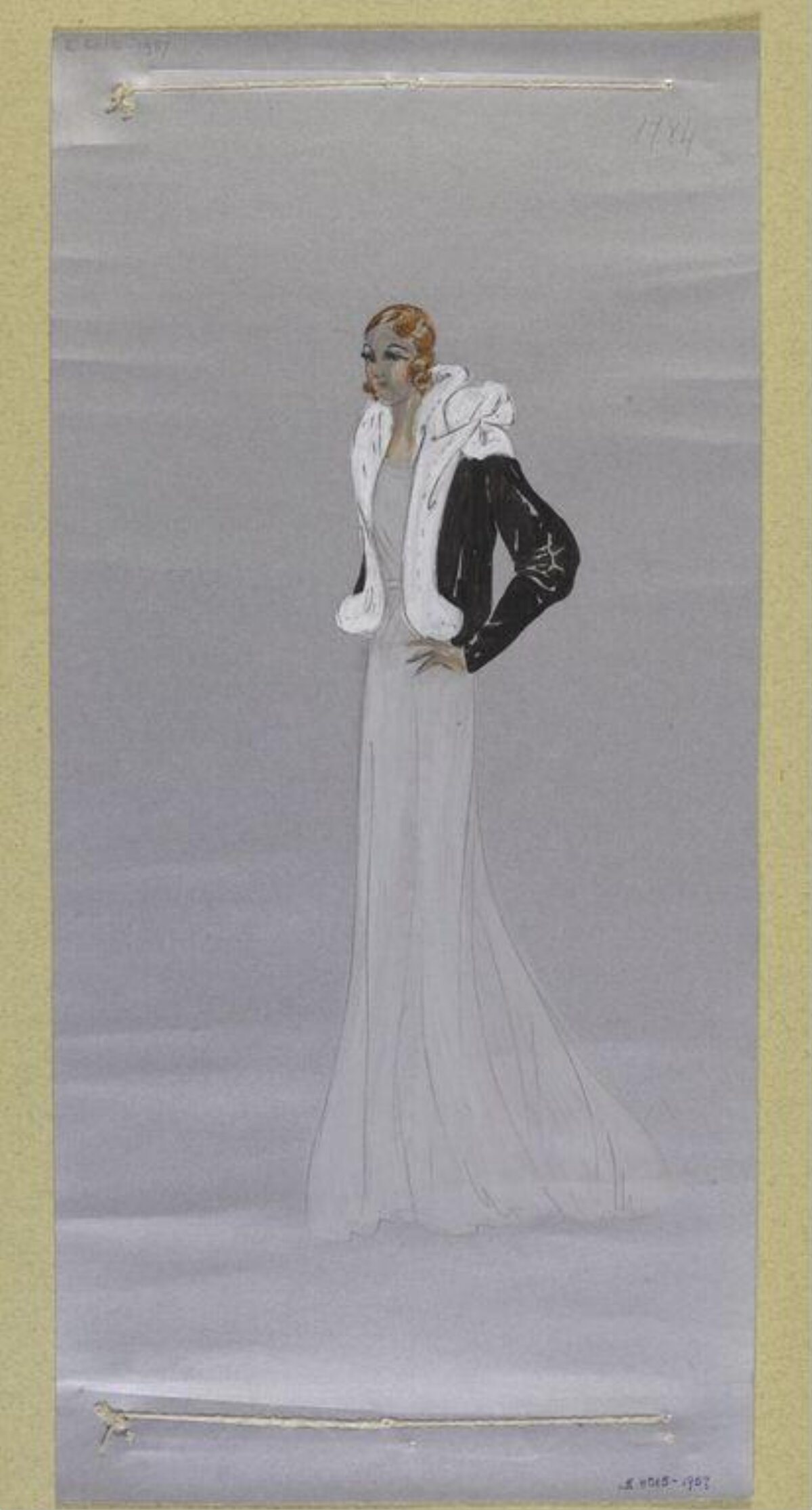 Vintage Evening Gown Fashion Sketch