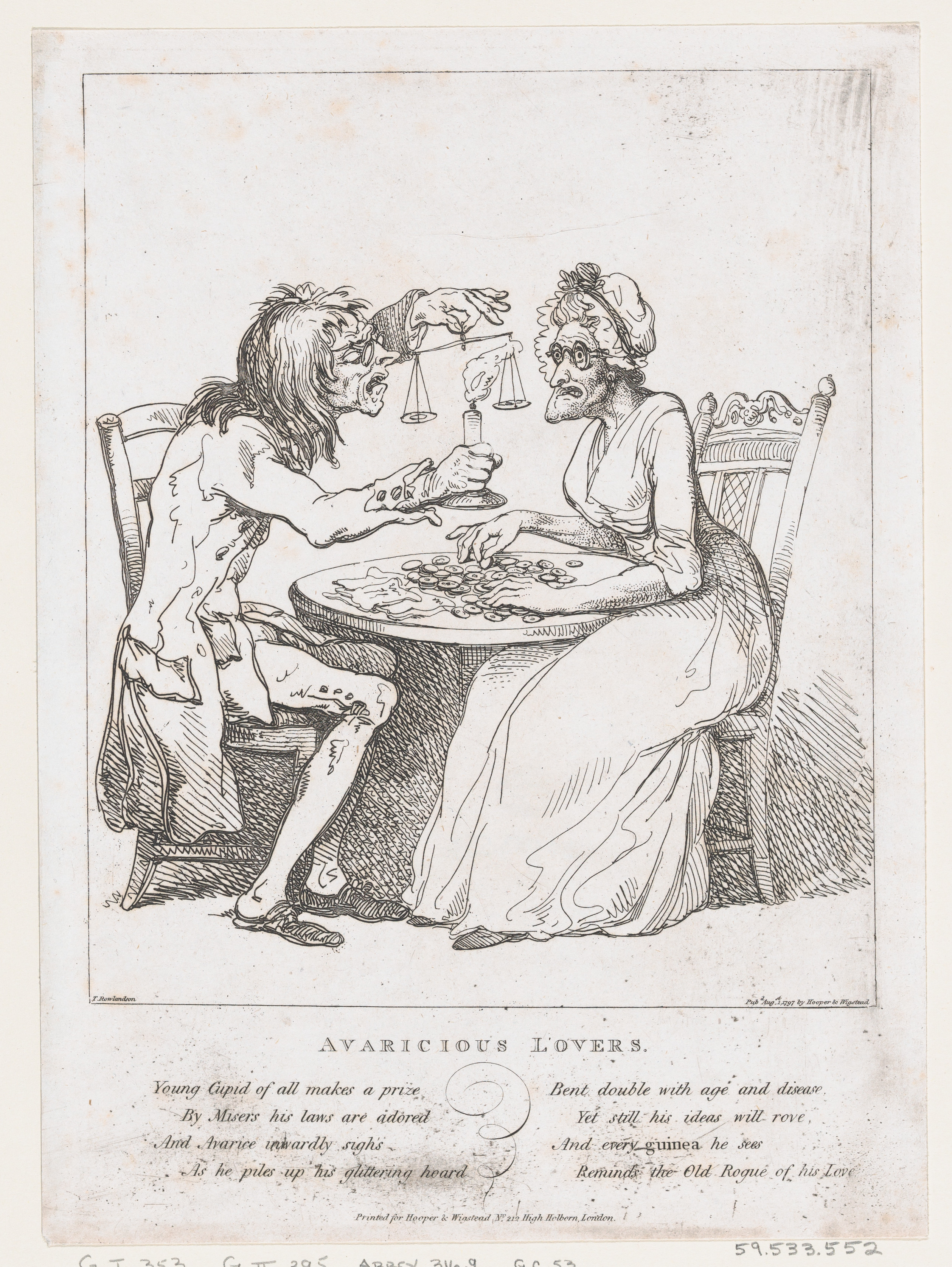 Avaricious Lovers Satirical Print