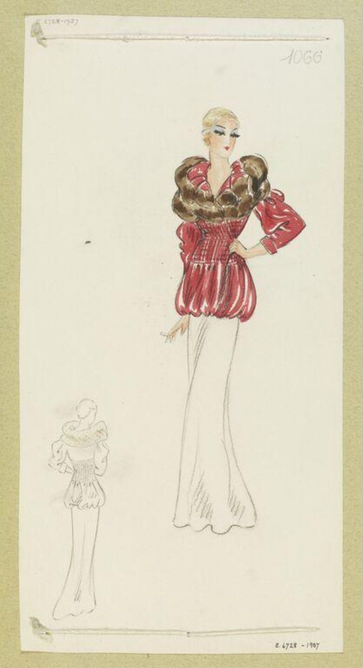 Vintage Evening Gown Fashion Sketch