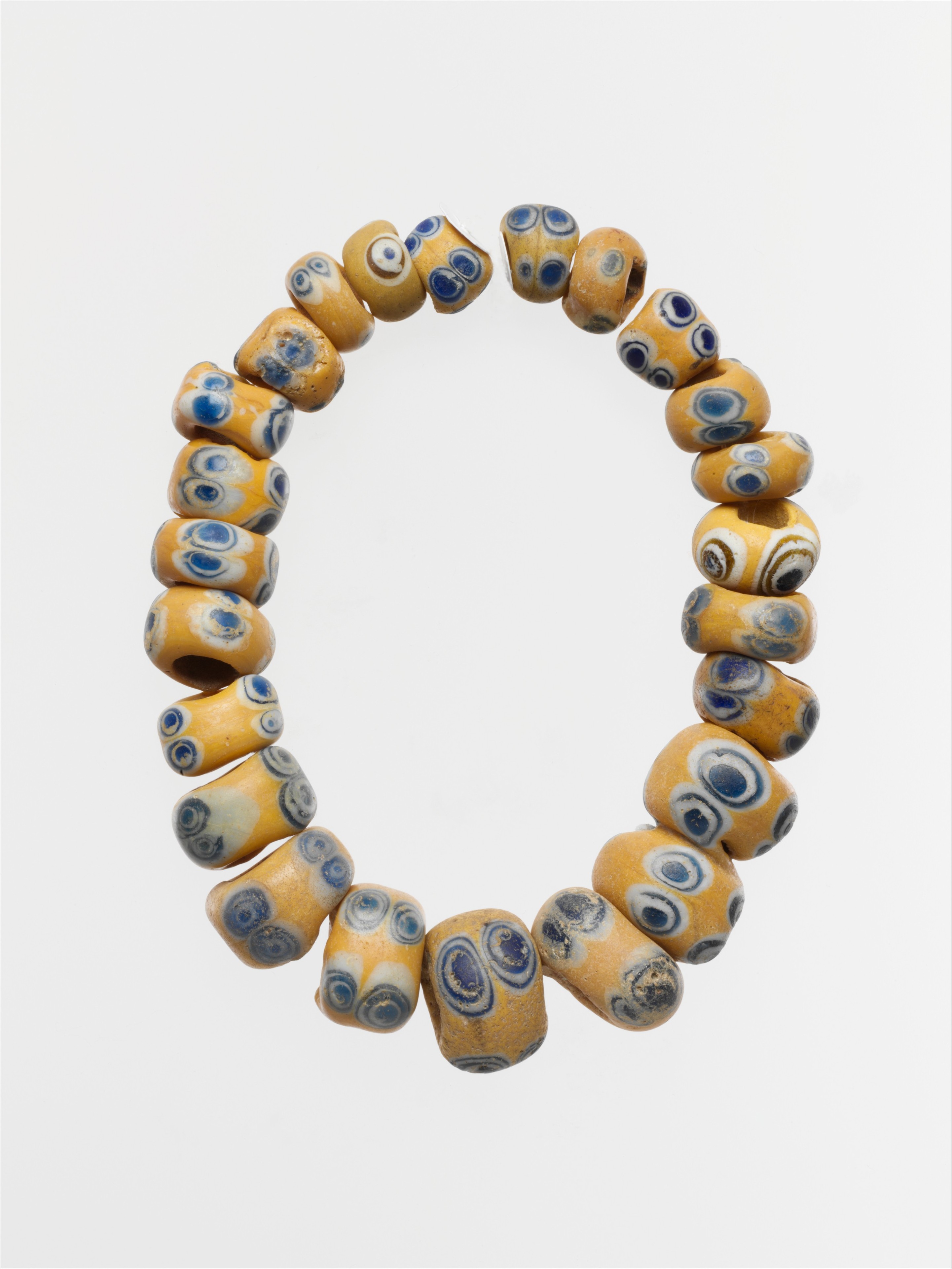 Ancient Yellow Glass Eye Bead Bracelet