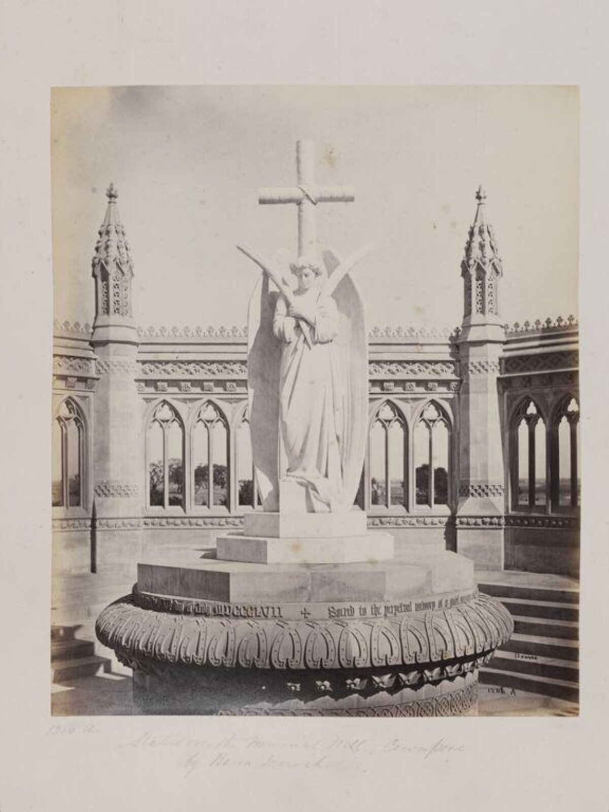Memorial Angel Statue in Gothic Cloister